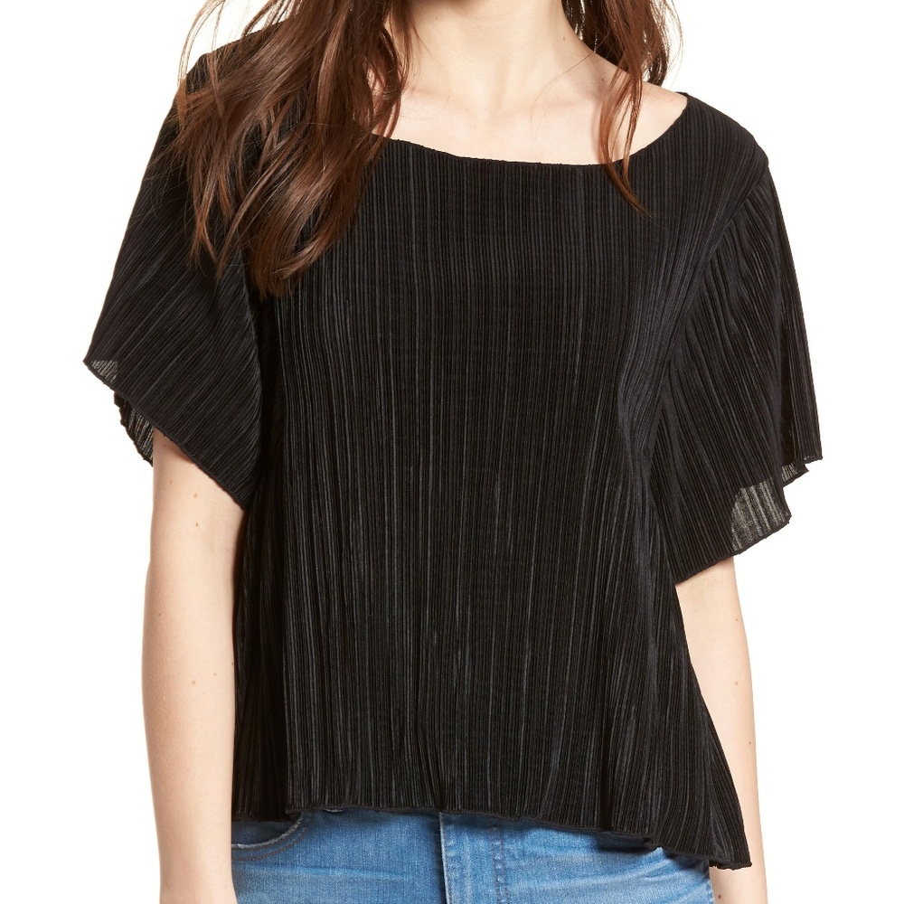 Madewell Micropleat Top In True Black